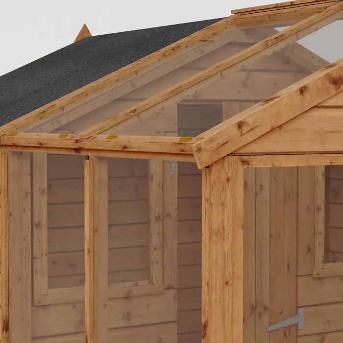 Waltons 8 x 6 Traditional Wooden Greenhouse with Side Potting Shed Apex Tongue and Groove