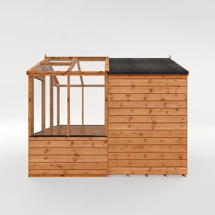 Waltons 8 x 6 Traditional Wooden Greenhouse with Side Potting Shed Apex Tongue and Groove