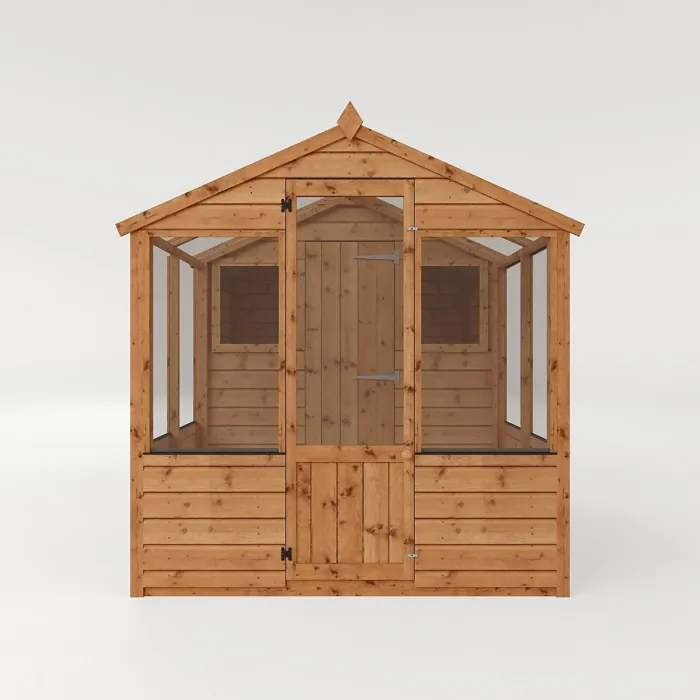 Waltons 8 x 6 Traditional Wooden Greenhouse with Side Potting Shed Apex Tongue and Groove