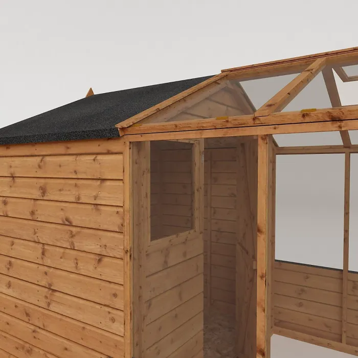 Waltons 10 x 6 Traditional Wooden Greenhouse with Side Potting Shed Apex Tongue and Groove