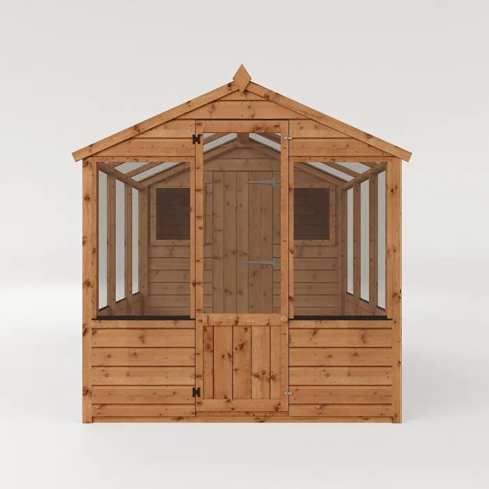 Waltons 10 x 6 Traditional Wooden Greenhouse with Side Potting Shed Apex Tongue and Groove