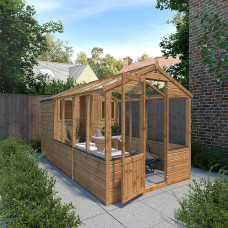 Waltons 12 x 6 Traditional Wooden Greenhouse with Side Potting Shed Apex Tongue and Groove