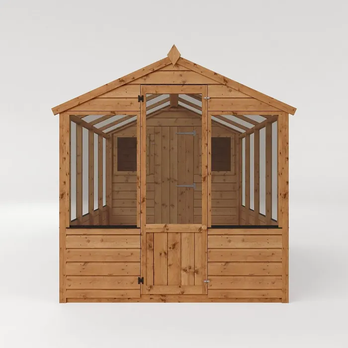 Waltons 12 x 6 Traditional Wooden Greenhouse with Side Potting Shed Apex Tongue and Groove