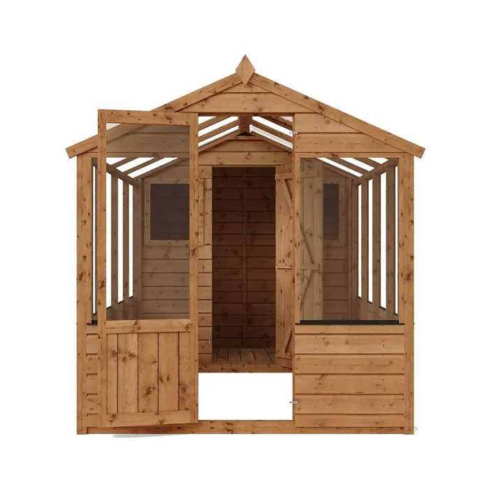 Waltons 12 x 6 Traditional Wooden Greenhouse with Side Potting Shed Apex Tongue and Groove