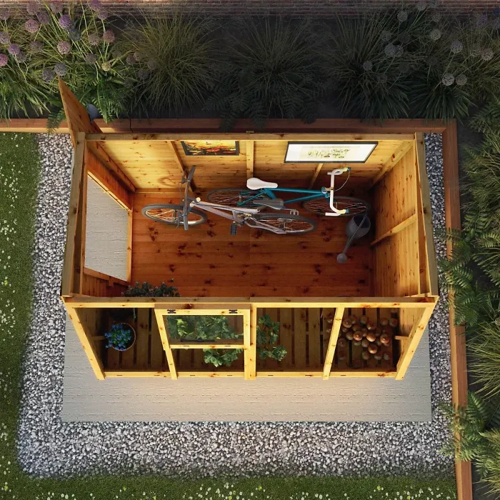 Waltons 8 x 6 Premium Greenhouse Wooden Potting Shed Pent Roof Opening Vent Tongue and Groove