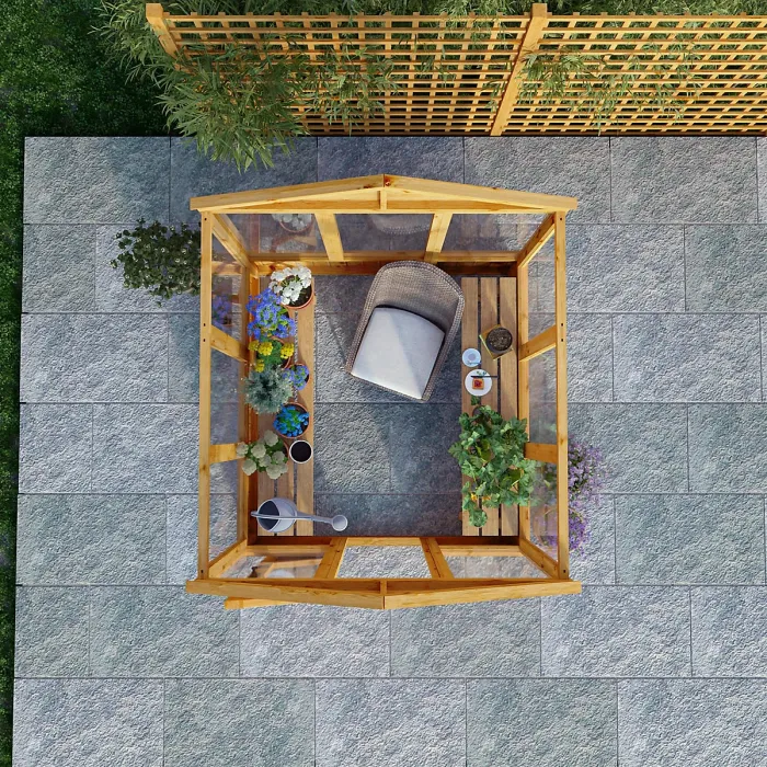 Waltons 6x6 Wooden Greenhouse Apex Growhouse Tongue and Groove - Styrene Glazed