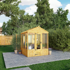 Waltons 6x6 Wooden Greenhouse Apex Growhouse Tongue and Groove - Polycarbonate Glazed