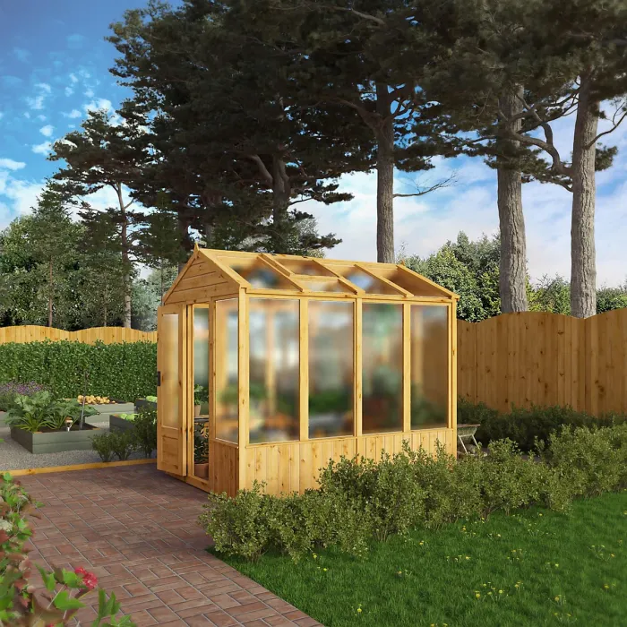 Waltons 8x6 Wooden Greenhouse Apex Growhouse Tongue and Groove - Polycarbonate Glazed