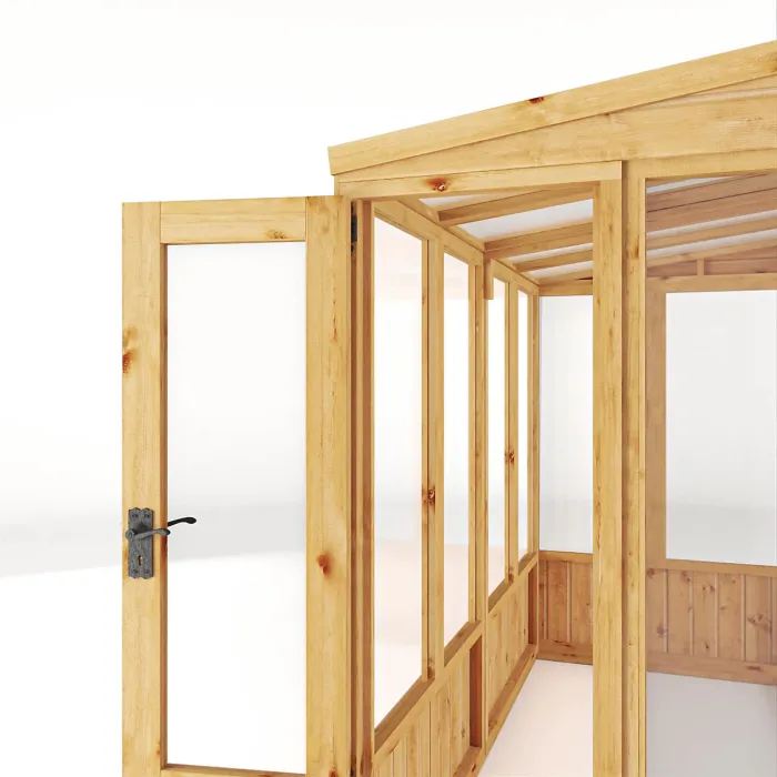 Waltons 8x4 Wooden Lean To Greenhouse Pent Growhouse Tongue and Groove - Styrene Glazed