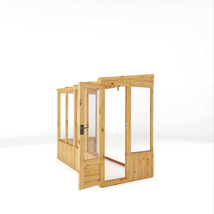 Waltons 8x4 Wooden Lean To Greenhouse Pent Growhouse Tongue and Groove - Glass Glazed
