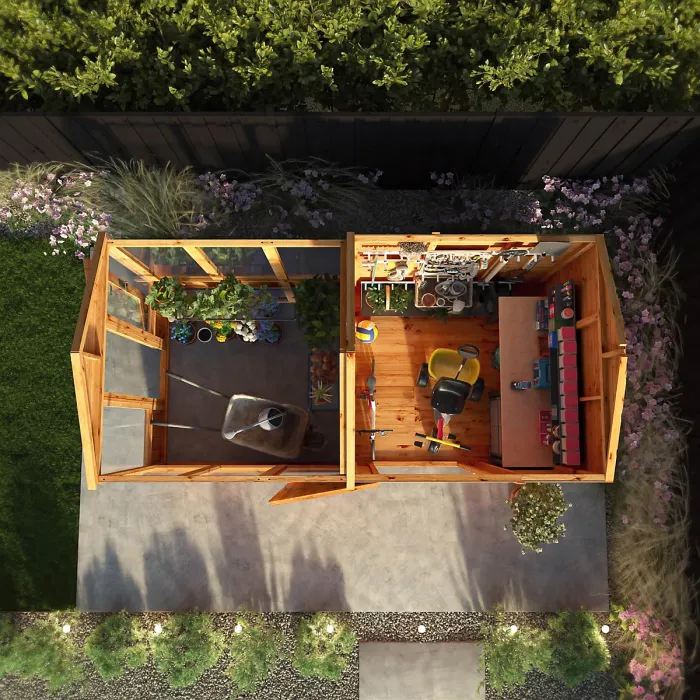 Waltons 12x6 Wooden Combi Greenhouse Shed Apex Styrene Growhouse Tongue and Groove Potting Shed