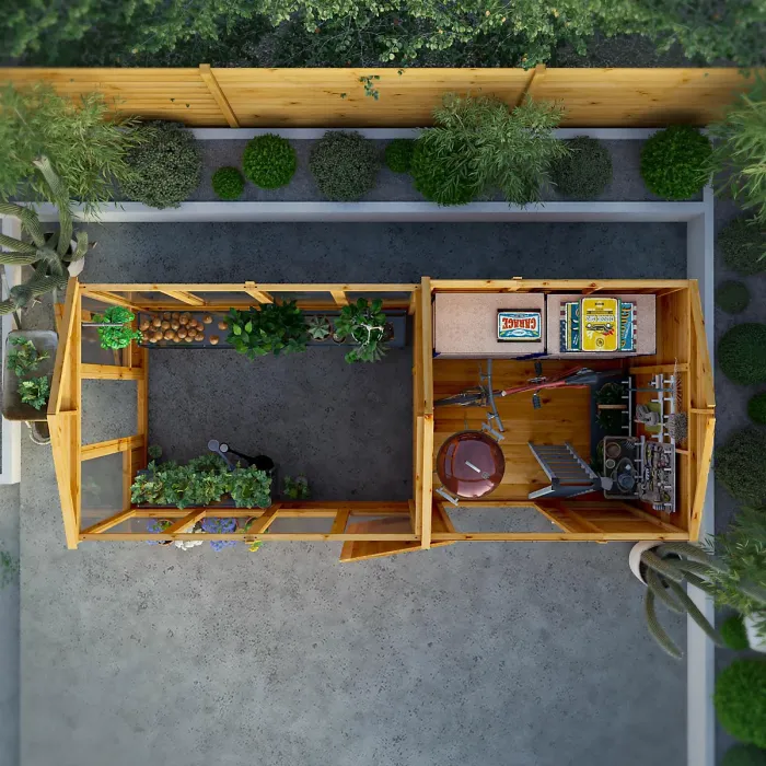 Waltons 14x6 Wooden Combi Greenhouse Shed Apex Styrene Growhouse Tongue and Groove Potting Shed