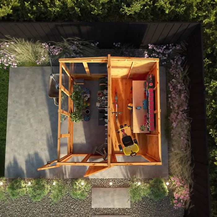 Waltons 8x8 Wooden Combi Greenhouse Shed Apex Styrene Growhouse Tongue and Groove Potting Shed