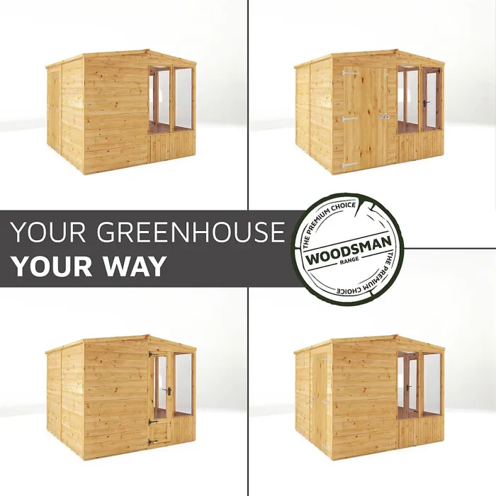 Waltons 8x8 Wooden Combi Greenhouse Shed Apex Styrene Growhouse Tongue and Groove Potting Shed
