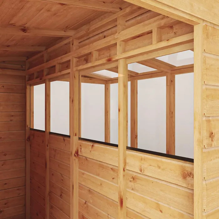 Waltons 8x8 Wooden Combi Greenhouse Shed Apex Styrene Growhouse Tongue and Groove Potting Shed