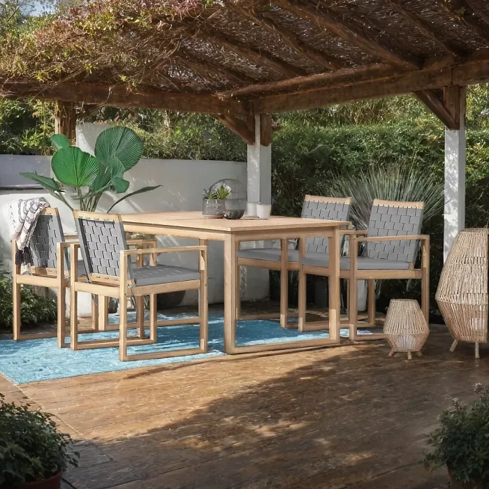 Monaco 4 Seat Dining Set Outdoor Acacia 5 Piece Garden Furniture Collection