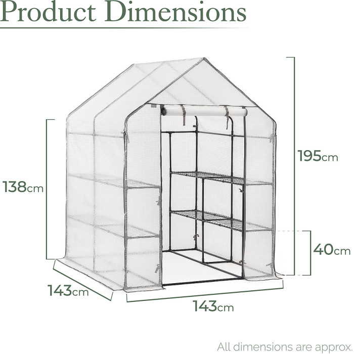 Extra Large Walk-In Greenhouse with Roll-Up Door