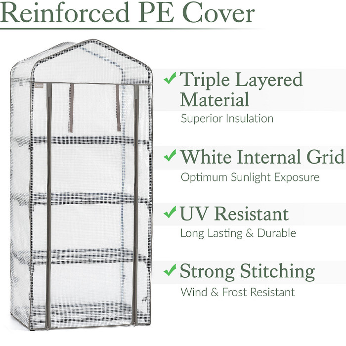 4 Tier Mini Greenhouse Replacement Cover Grow House Protector - Mesh COVER ONLY