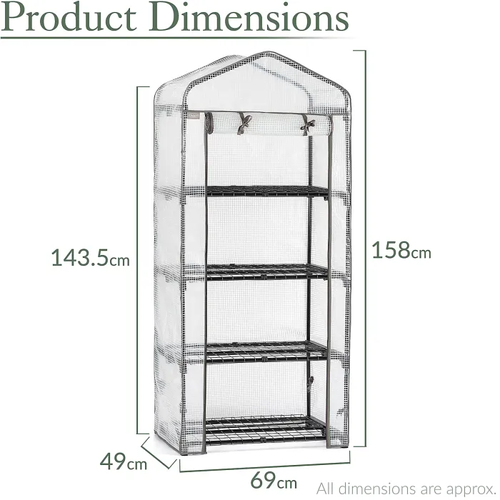 4 Tier Mini Greenhouse Replacement Cover Grow House Protector - Mesh COVER ONLY