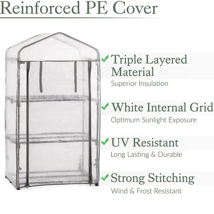 Greenhouse Cover Replacement 3 Tier Reinforced PE Heavy Duty H125cm Christow