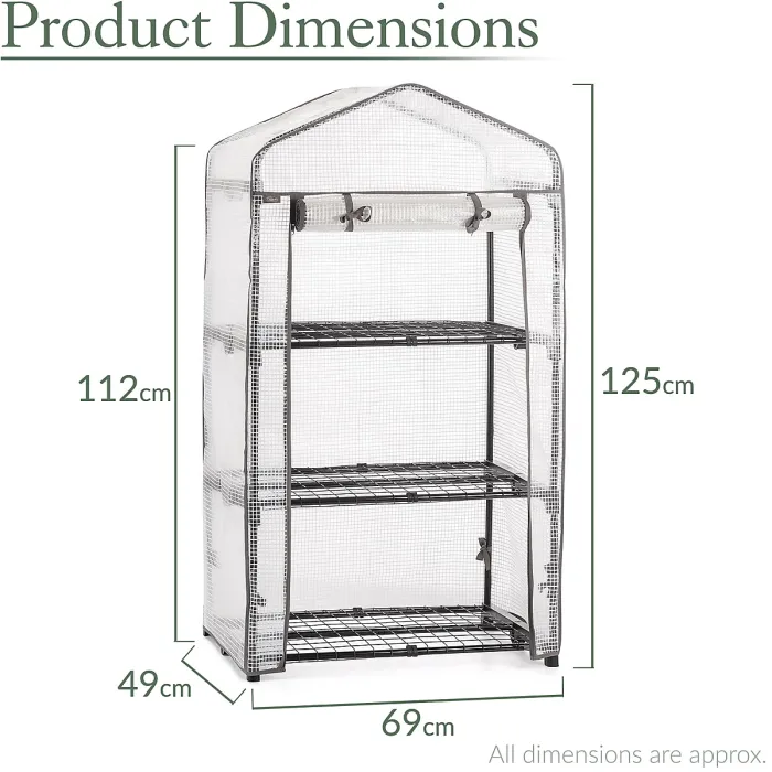 Greenhouse Cover Replacement 3 Tier Reinforced PE Heavy Duty H125cm Christow