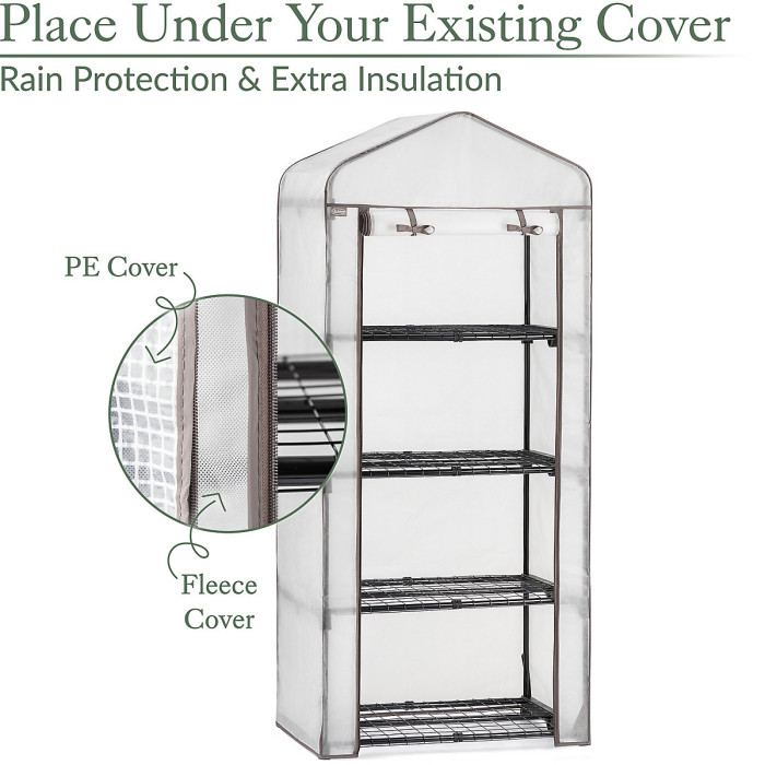 Fleece Greenhouse Cover Extra Thick Plant Frost Protection 4 Tier Christow