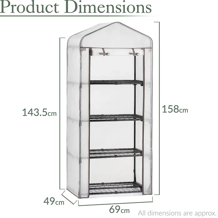Fleece Greenhouse Cover Extra Thick Plant Frost Protection 4 Tier Christow