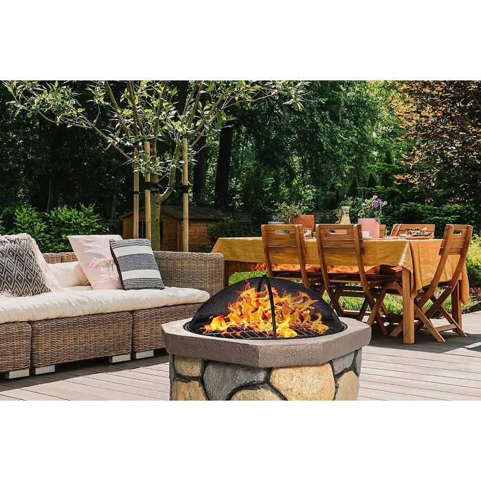 Homeology Fireology BOGOTA Bold Garden Fire Pit Brazier and Barbecue with Eco-Stone Finish