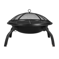 Round Foldable Fire Pit with Cooking Grill