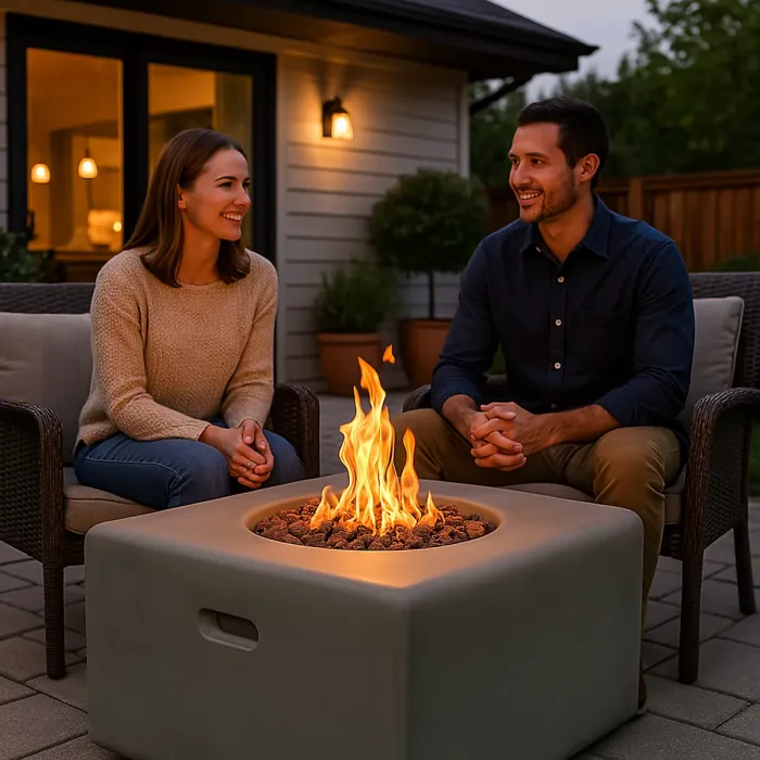 Centurion Supports Fireology ADELPHI Dark Grey Lavish Garden Outdoor Fire Pit with Eco-Stone Finish - Fully Assembled