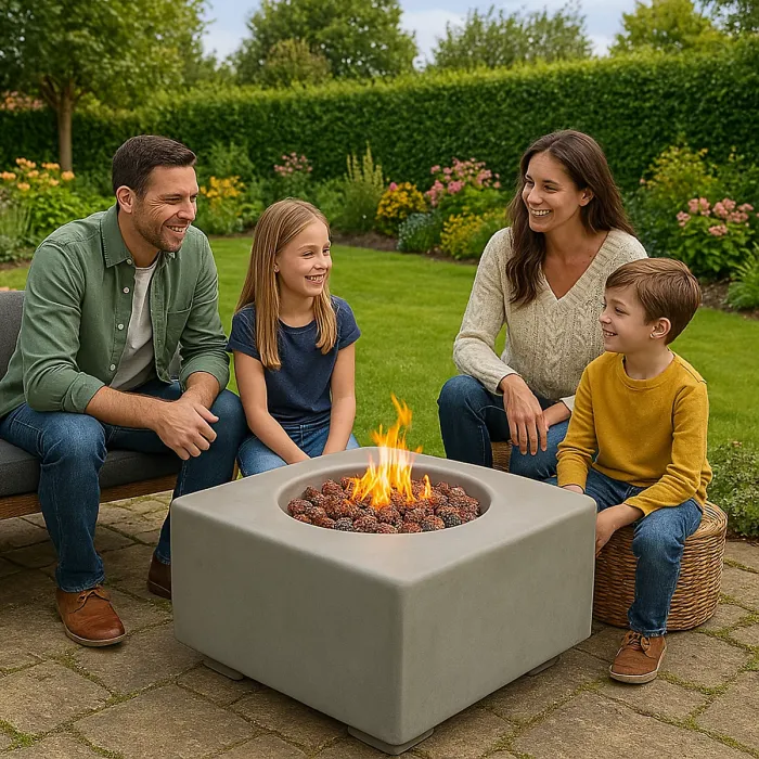 Centurion Supports Fireology ADELPHI Dark Grey Lavish Garden Outdoor Fire Pit with Eco-Stone Finish - Fully Assembled