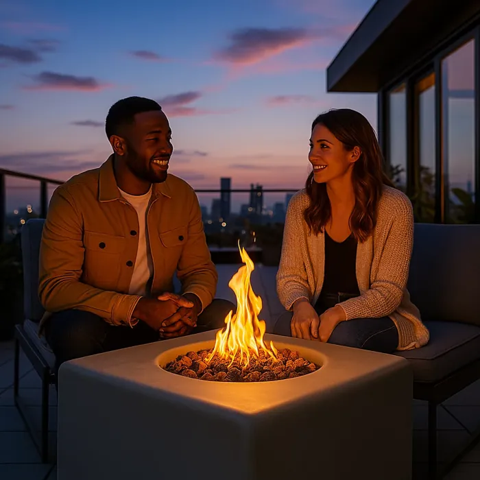 Centurion Supports Fireology ADELPHI Dark Grey Lavish Garden Outdoor Fire Pit with Eco-Stone Finish - Fully Assembled