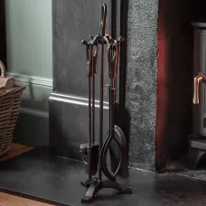 Garden Trading Latton Fireside Fire Wood Stove Companion Tool Set Black Iron