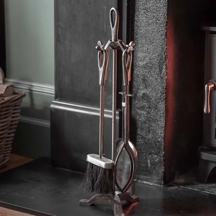 Garden Trading Latton Fireside Fire Wood Stove Companion Tool Set Pewter Iron