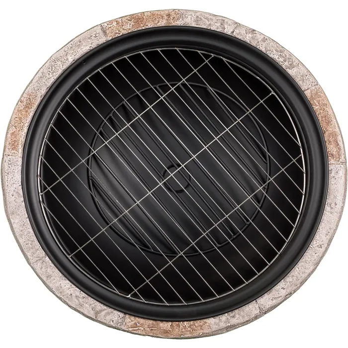 Centurion Supports Fireology SAMUI Beige Majestic Garden Fire Pit Brazier and Barbecue with Eco-Stone Finish