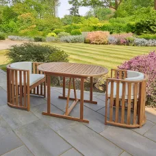 Greenhurst Chilterns Compact Wooden Patio Dining Set, Table and 2 Seats with Cushions