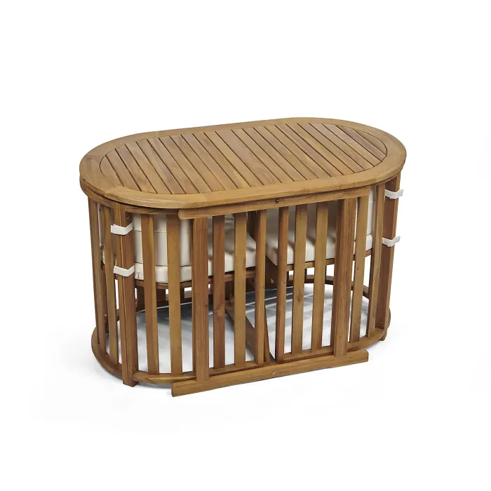 Greenhurst Chilterns Compact Wooden Patio Dining Set, Table and 2 Seats with Cushions