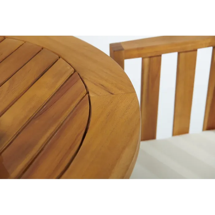 Greenhurst Chilterns Compact Wooden Patio Dining Set, Table and 2 Seats with Cushions