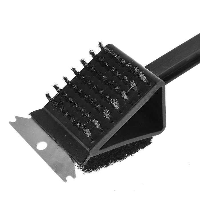 3in1 BBQ Cleaning Tool Barbecue Grill Wire Bristle Brush Scraper Grease Remover
