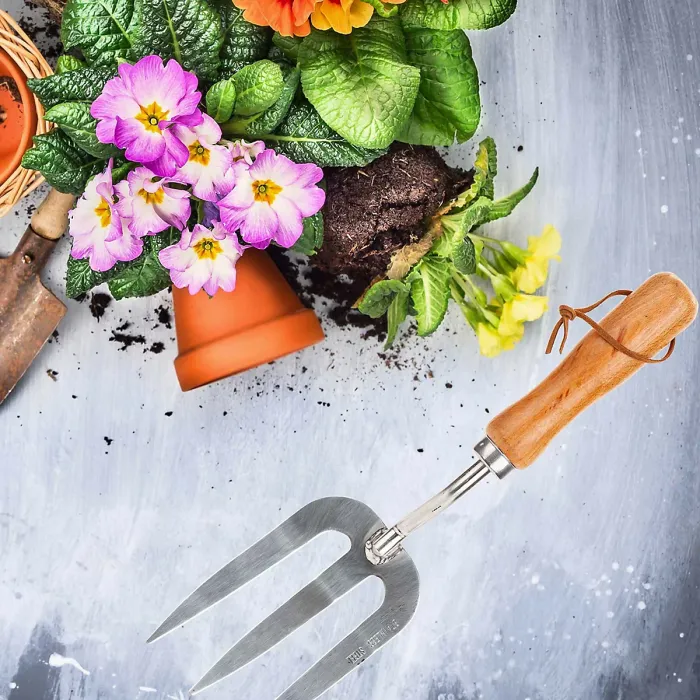 Stainless Steel Garden Fork With Wooden Handle - Roots & Shoots