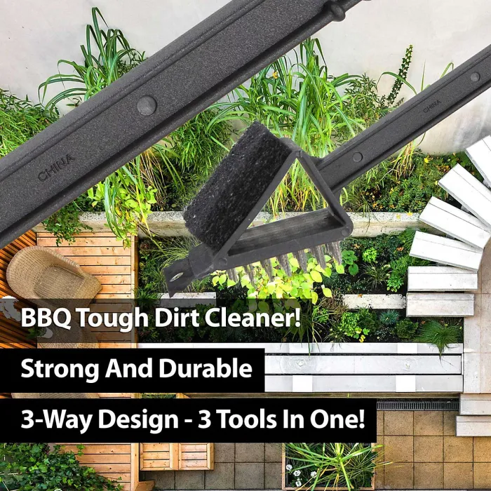 BBQ Cleaning Tool 3in1 6cm With Steel Scraper Bar-B-King