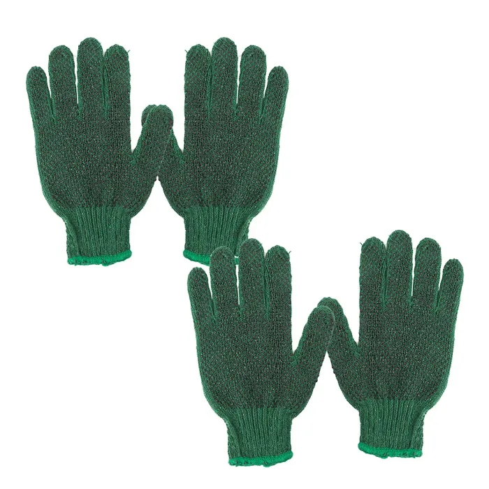 Garden Gloves Rubber Dot Grip Strech Tools Accessories 2 One Size Green
