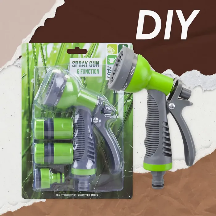 Hose Spray Gun 6 Function Hose Gardening Tools Accessories 13cm Green