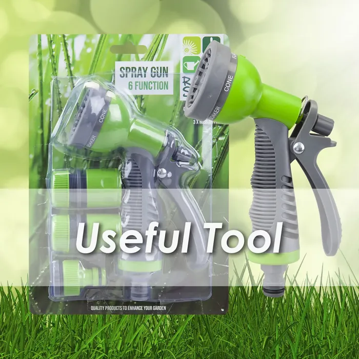 Hose Spray Gun 6 Function Hose Gardening Tools Accessories 13cm Green