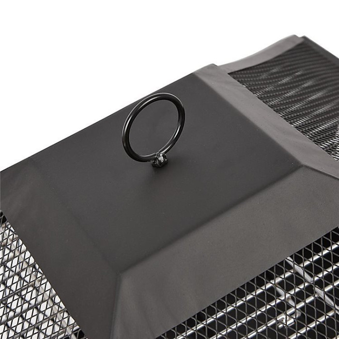 Outdoor Fireplace with Mesh Lid, Grill, & Poker