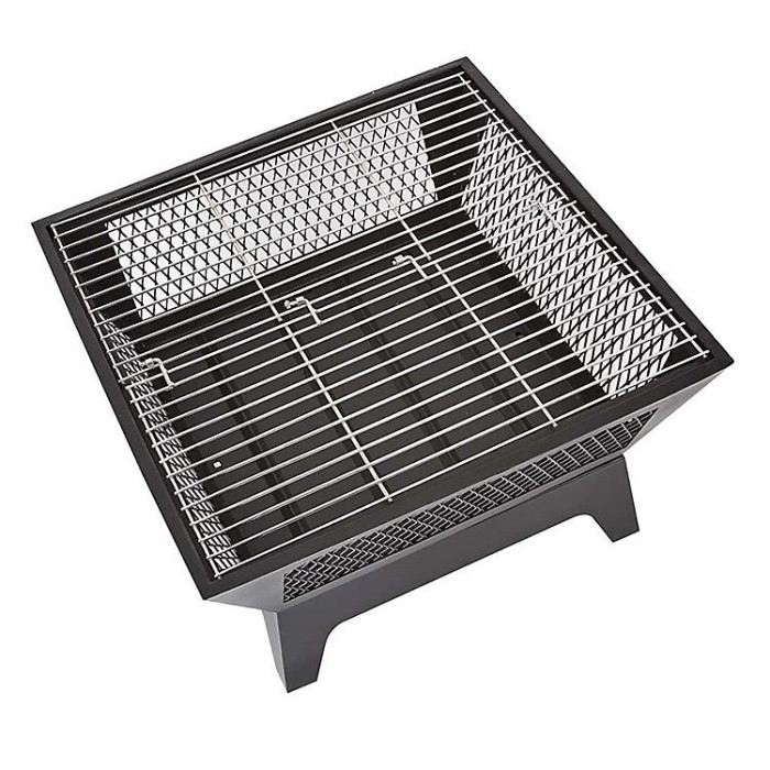 Outdoor Fireplace with Mesh Lid, Grill, & Poker
