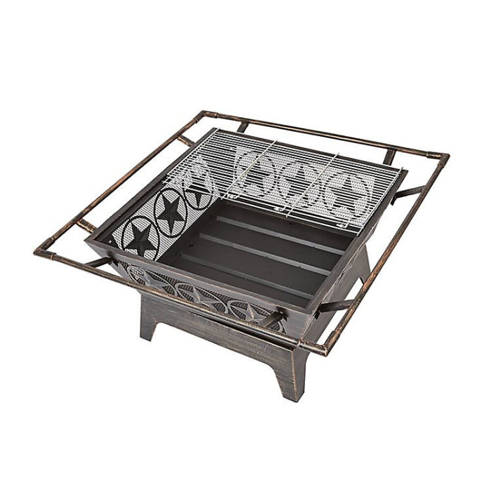 Star Outdoor Fireplace with Mesh Lid, Grill & Poker