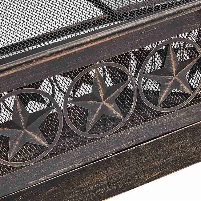 Star Outdoor Fireplace with Mesh Lid, Grill & Poker