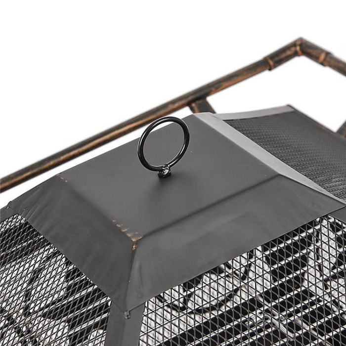 Star Outdoor Fireplace with Mesh Lid, Grill & Poker