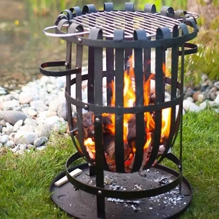 La Hacienda 56043 Vancouver Fire Pit Basket Bowl BBQ Grill Black Steel